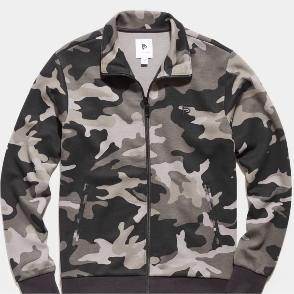 Flint Park Black Camouflage Zipper Front Deluxe Court Jacket Size L NWT